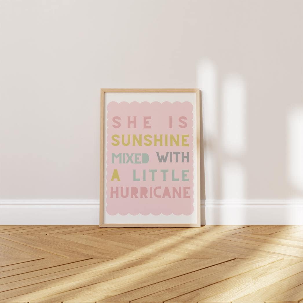 She is sunshine mixed with a little hurricane print, children's wall art, bedroom/playroom nursery decor, teen wall print, child's bedroom