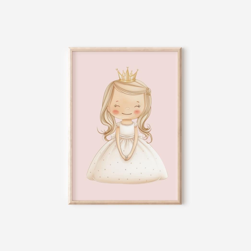 SET of fairytale prints with rainbow and princess with personalised name , wall decor perfect for girls bedroom, playroom or nursery